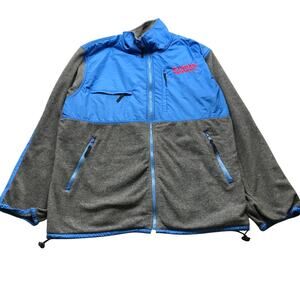 University of Kansas Jayhawks Heisman Reebok Fleece Jacket Mens Large Gray Blue